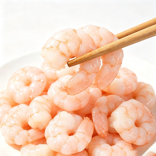 Frozen peeled shrimp meat, pink cooked shrimp pieces (1)