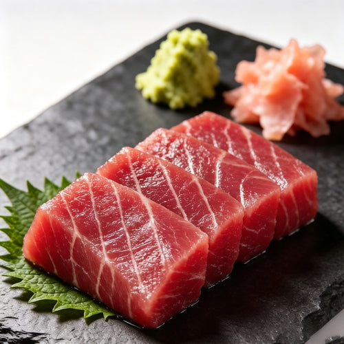 Frozen sashimi-grade tuna steak, thick cut ruby-red block (1)